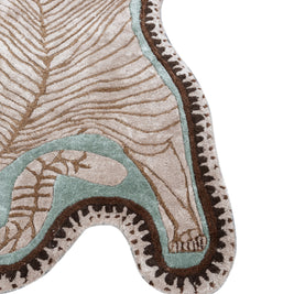 Carpet For Living room 3X4'8 Feet Ivory Wool and Viscose Irregular Floral and Tropical Rug