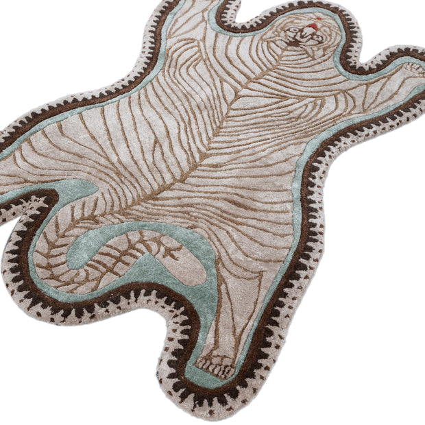 Carpet For Living room 3X4'8 Feet Ivory Wool and Viscose Irregular Floral and Tropical Rug