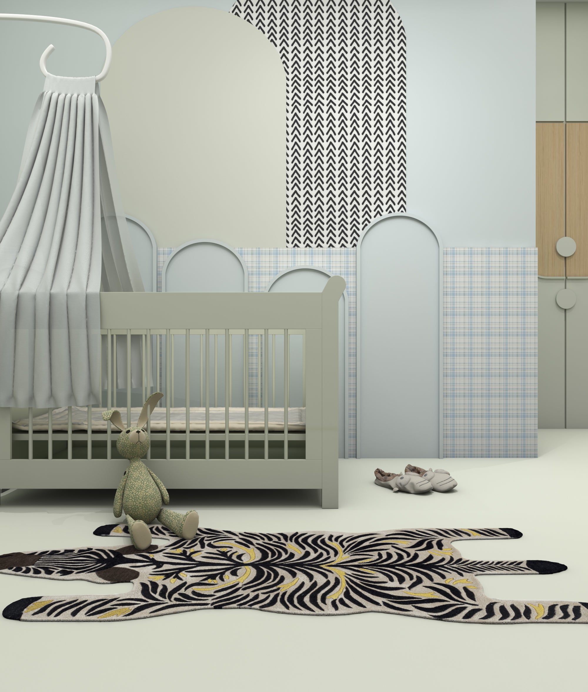 Carpet For Living room 3X7'2 Feet Ivory Wool and Viscose Irregular floral and tropical Rug