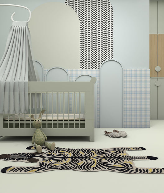 Carpet For Living room 3X7'2 Feet Ivory Wool and Viscose Irregular floral and tropical Rug