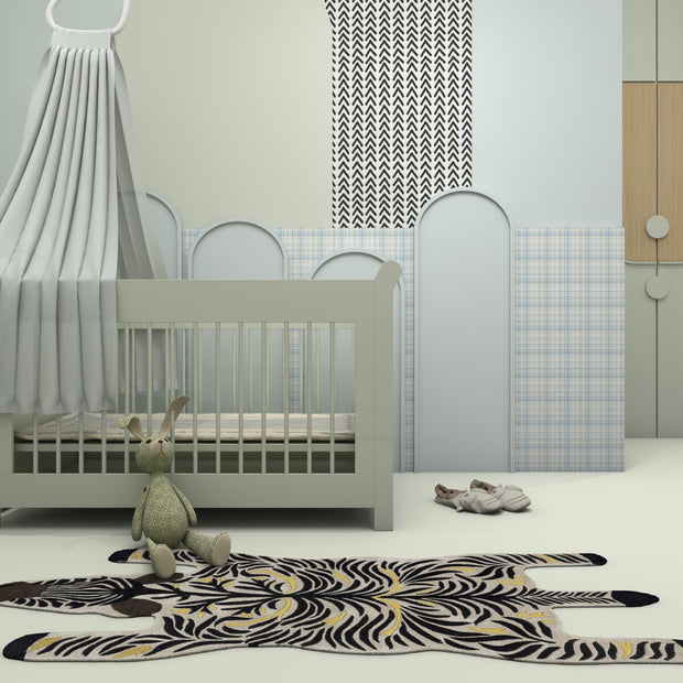 Carpet For Living room 3X7'2 Feet Ivory Wool and Viscose Irregular floral and tropical Rug