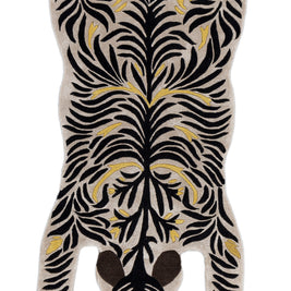 Carpet For Living room 3X7'2 Feet Ivory Wool and Viscose Irregular floral and tropical Rug