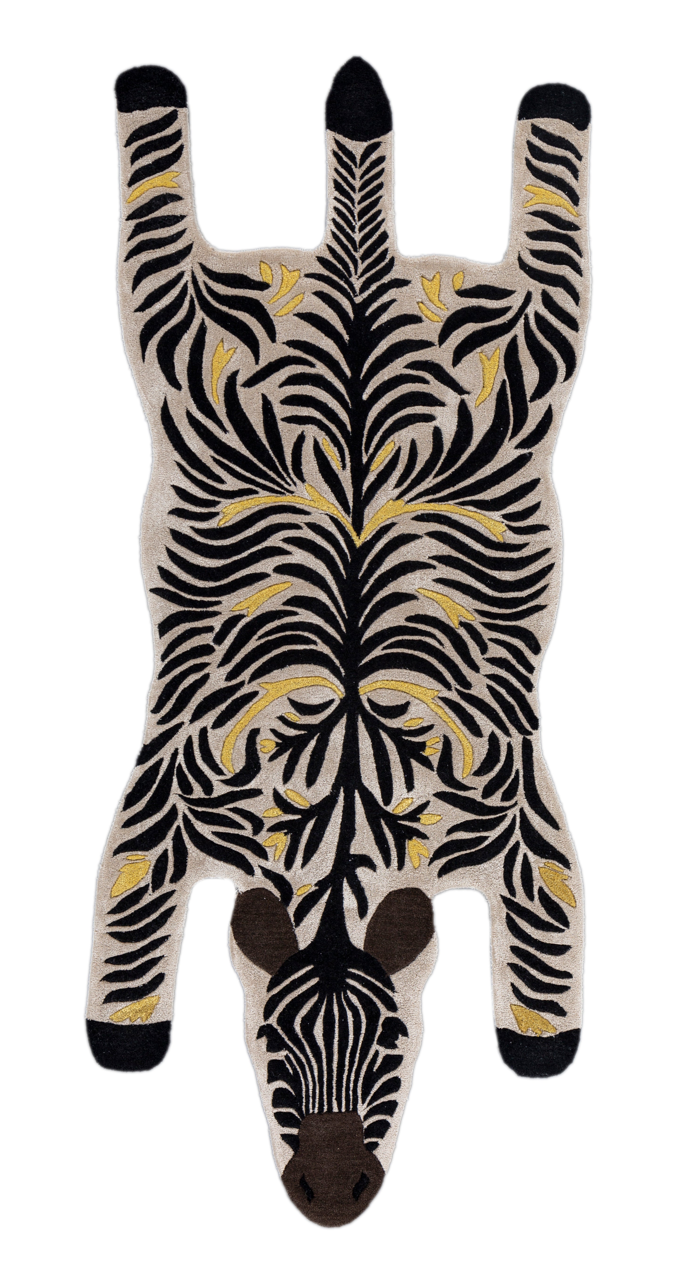 Carpet For Living room 3X7'2 Feet Ivory Wool and Viscose Irregular floral and tropical Rug