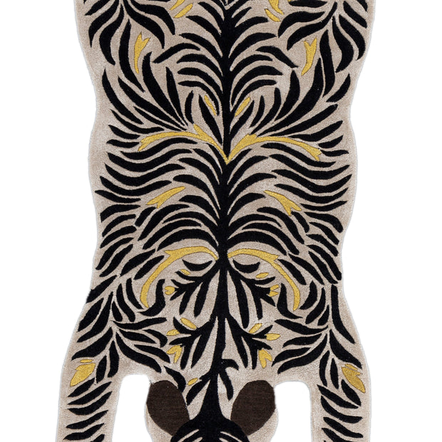 Carpet For Living room 3X7'2 Feet Ivory Wool and Viscose Irregular floral and tropical Rug