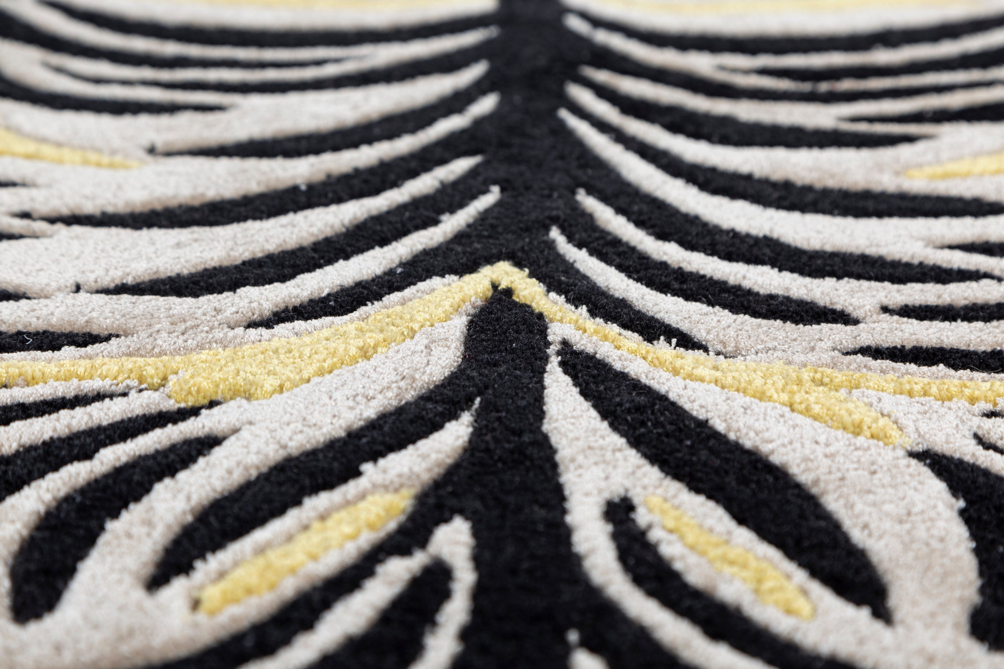 Carpet For Living room 3X7'2 Feet Ivory Wool and Viscose Irregular floral and tropical Rug