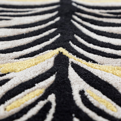 Carpet For Living room 3X7'2 Feet Ivory Wool and Viscose Irregular floral and tropical Rug