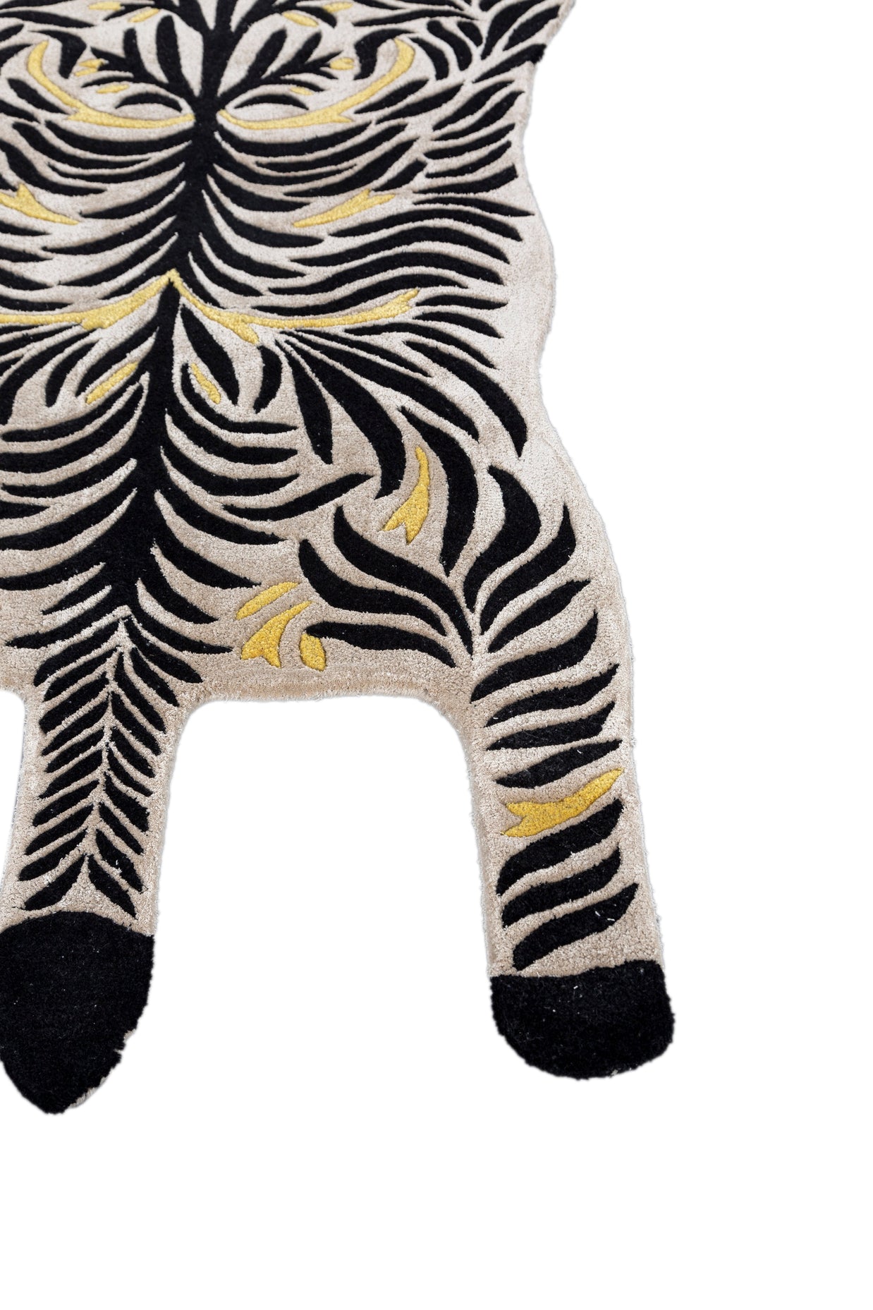 Carpet For Living room 3X7'2 Feet Ivory Wool and Viscose Irregular floral and tropical Rug