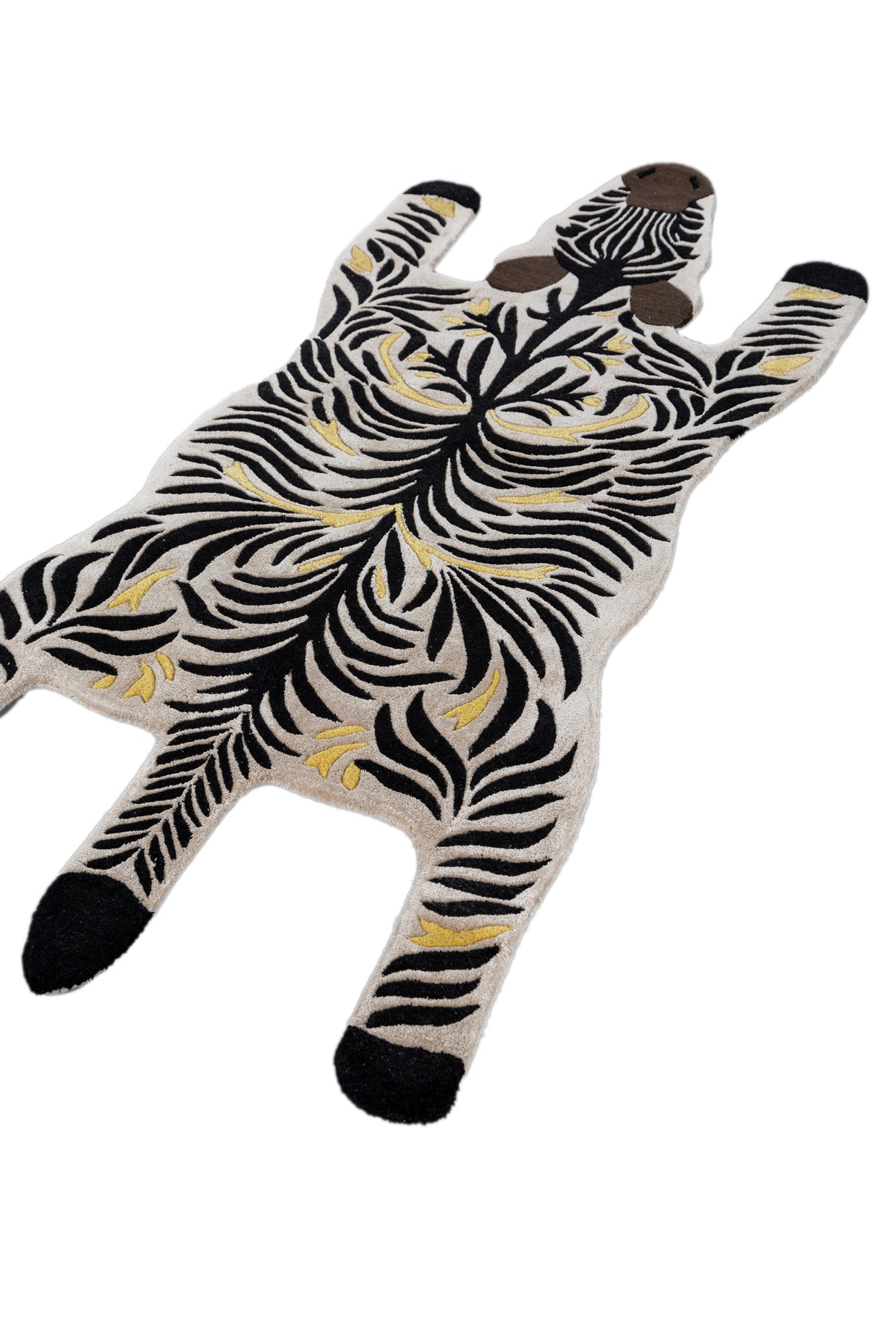 Carpet For Living room 3X7'2 Feet Ivory Wool and Viscose Irregular floral and tropical Rug