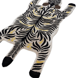 Carpet For Living room 3X7'2 Feet Ivory Wool and Viscose Irregular floral and tropical Rug