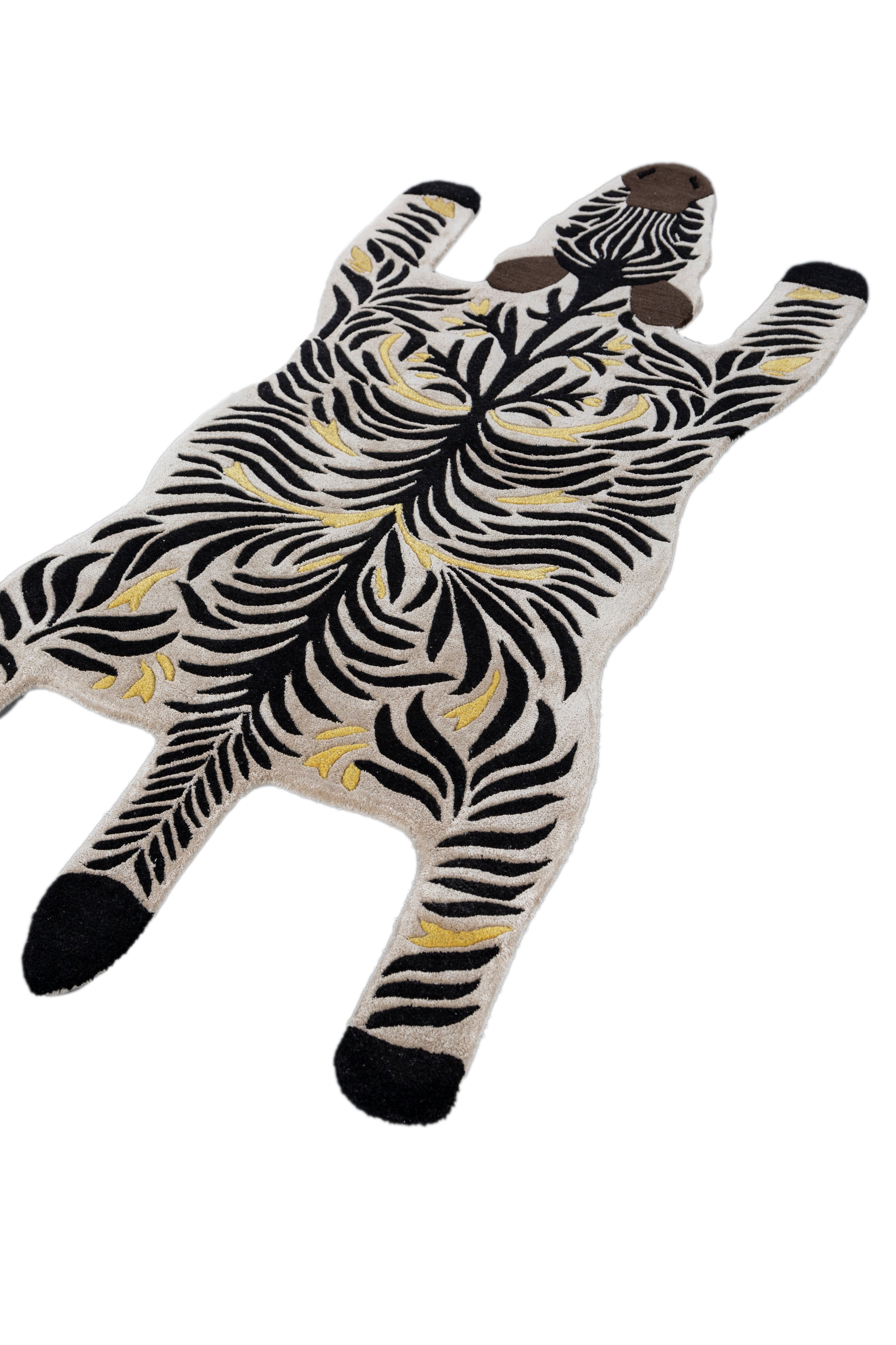 Carpet For Living room 3X7'2 Feet Ivory Wool and Viscose Irregular floral and tropical Rug