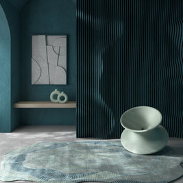 Carpet For Living room 6x9 Feet Blue Wool and Viscose Irregular Abstract Rug