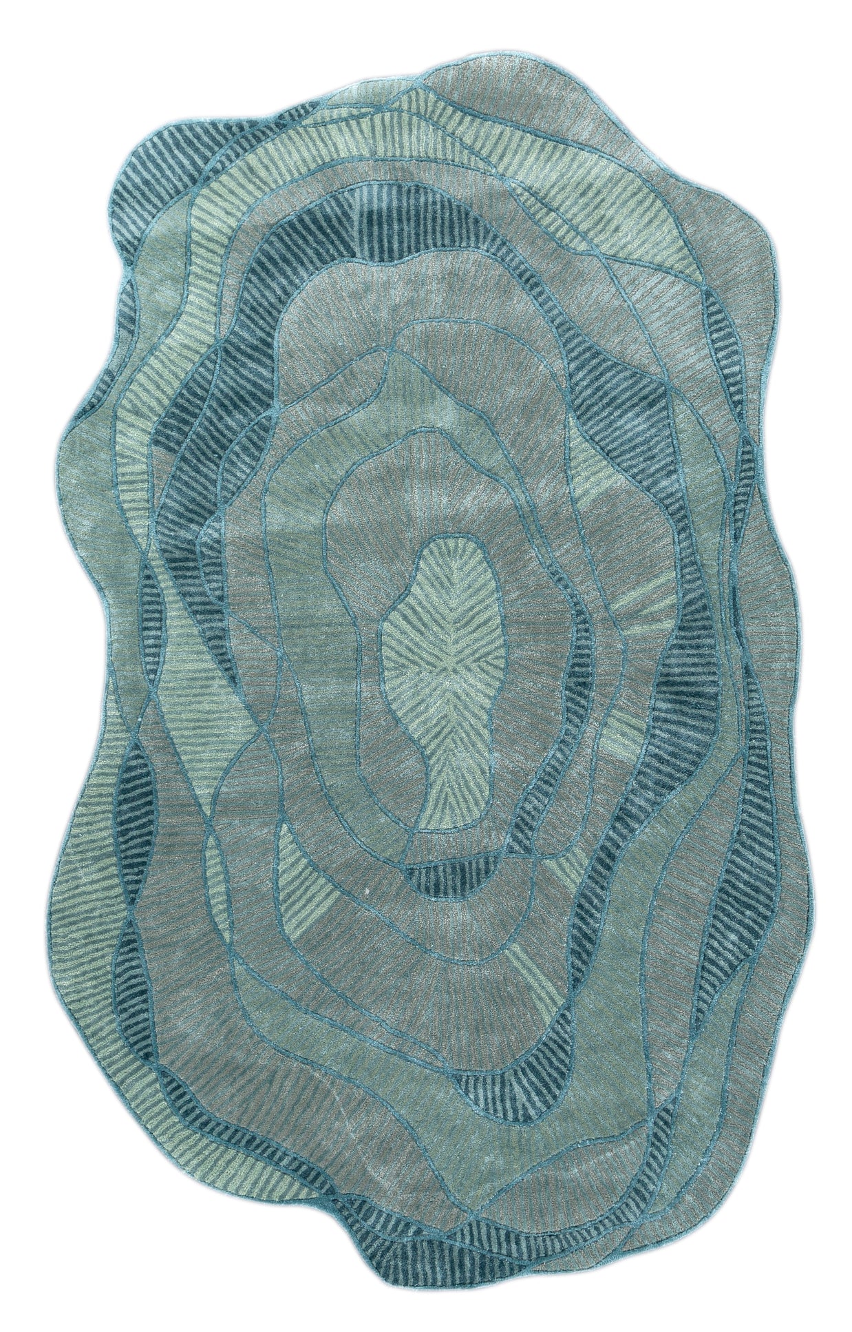 Carpet For Living room 6x9 Feet Blue Wool and Viscose Irregular Abstract Rug