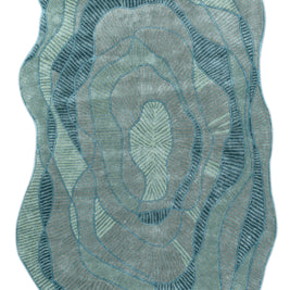 Carpet For Living room 6x9 Feet Blue Wool and Viscose Irregular Abstract Rug