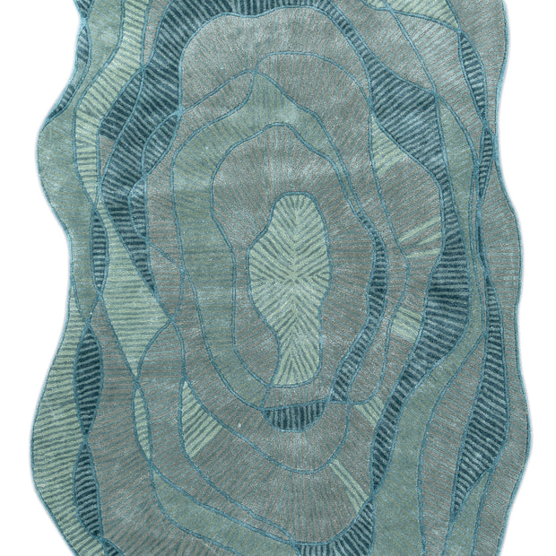 Carpet For Living room 6x9 Feet Blue Wool and Viscose Irregular Abstract Rug