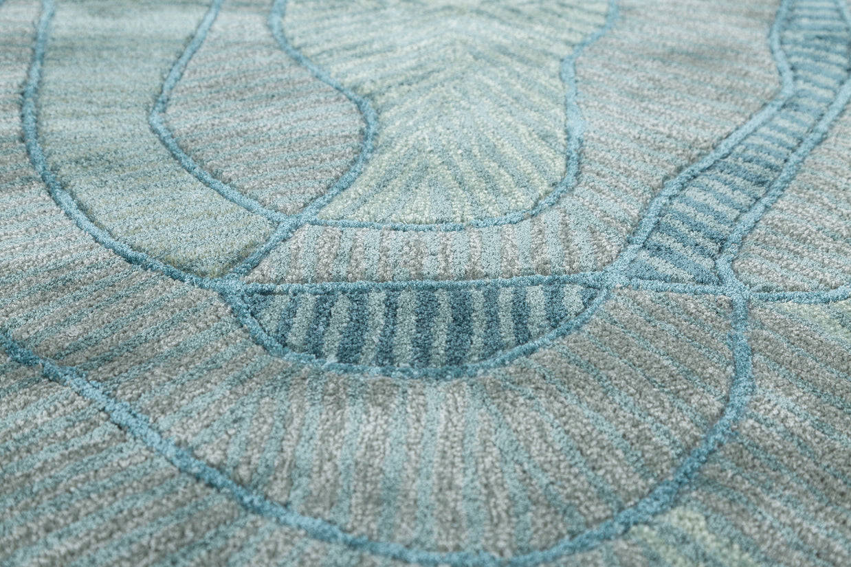 Carpet For Living room 6x9 Feet Blue Wool and Viscose Irregular Abstract Rug