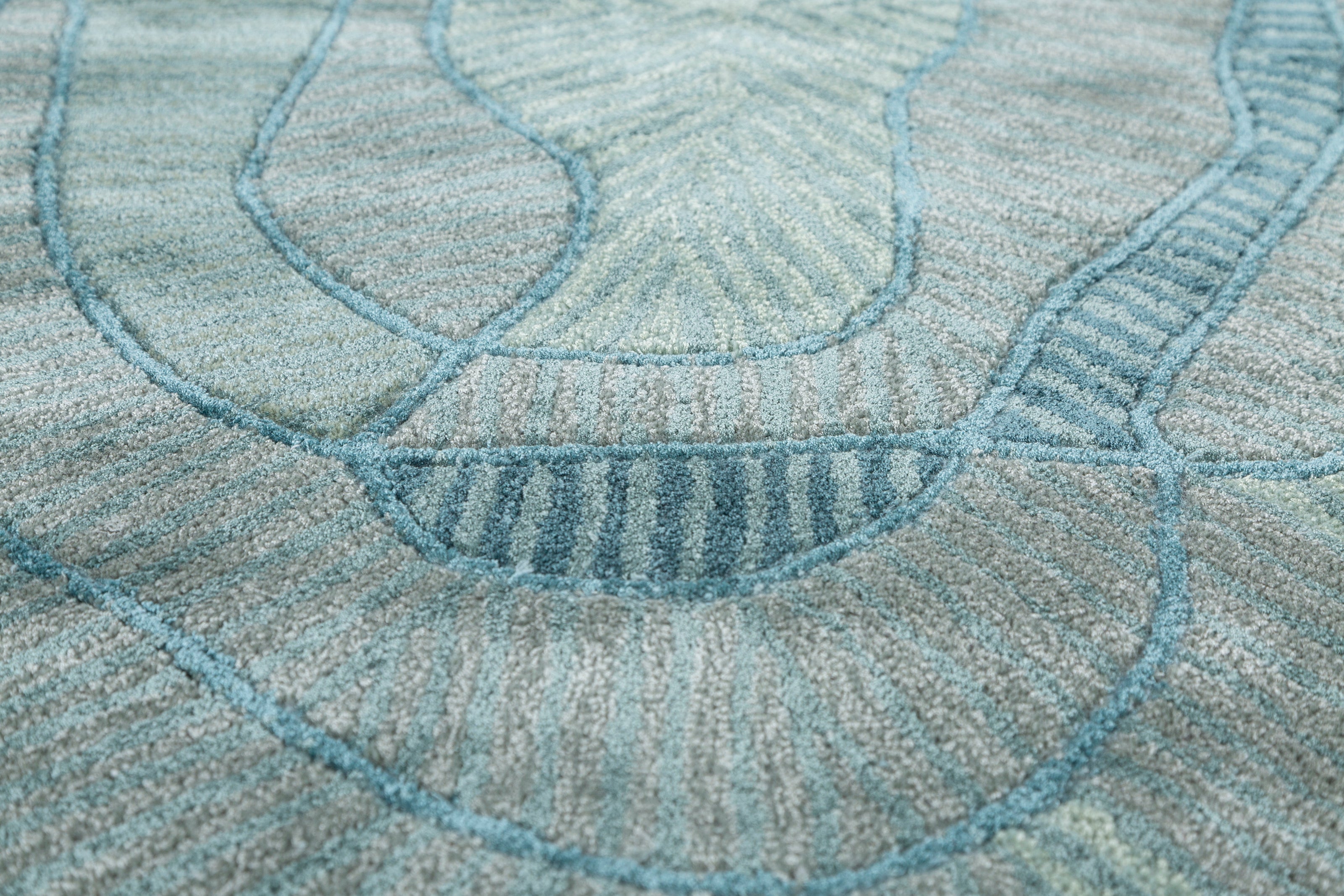 Carpet For Living room 6x9 Feet Blue Wool and Viscose Irregular Abstract Rug