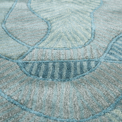 Carpet For Living room 6x9 Feet Blue Wool and Viscose Irregular Abstract Rug