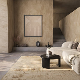 Carpet For Living room 4X6 Feet Ivory Wool and Silk Rectangle Abstract Rug