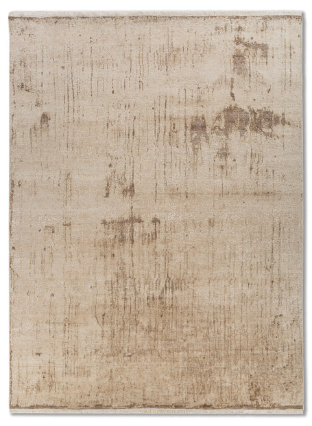 Carpet For Living room 4X6 Feet Ivory Wool and Silk Rectangle Abstract Rug