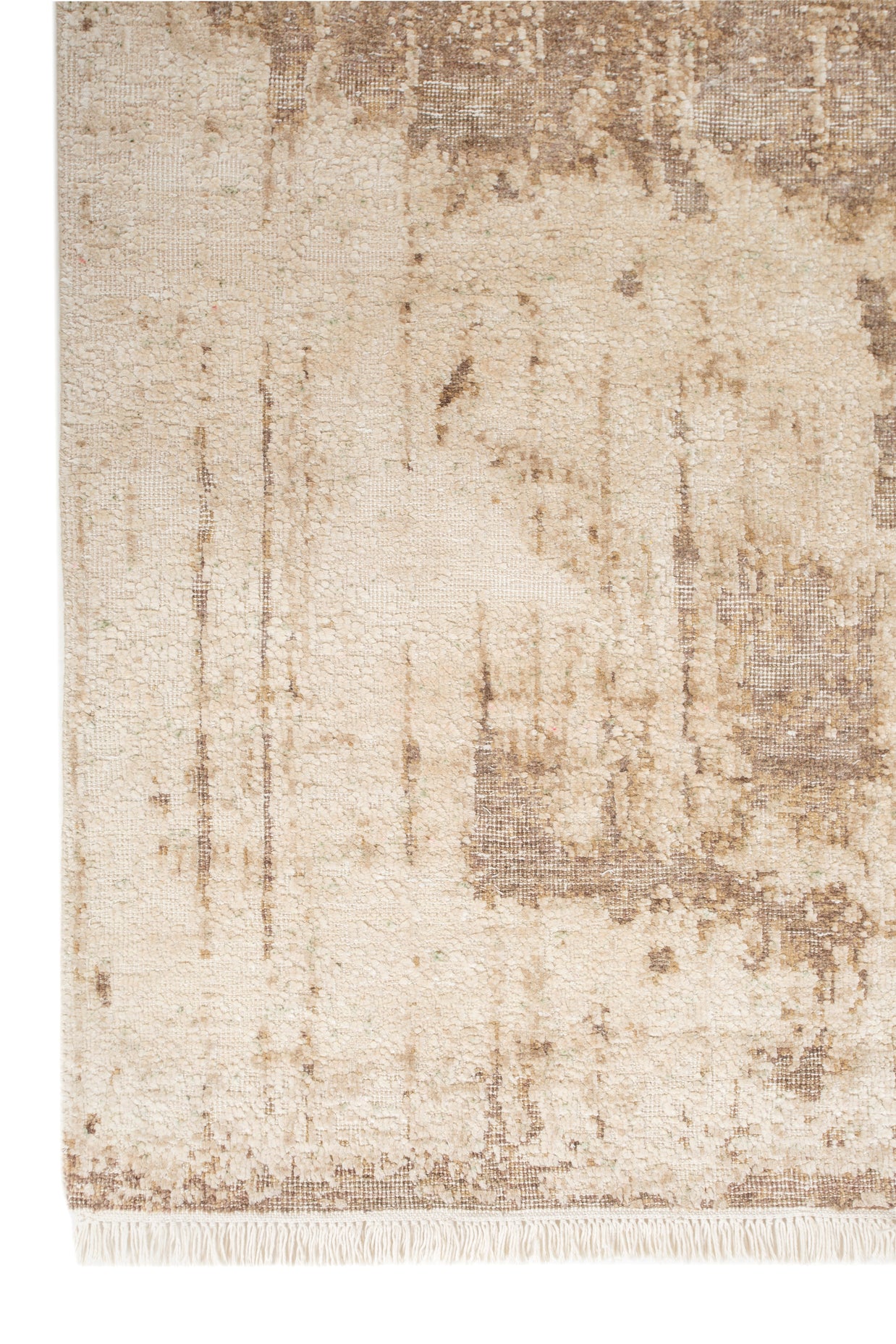 Carpet For Living room 4X6 Feet Ivory Wool and Silk Rectangle Abstract Rug