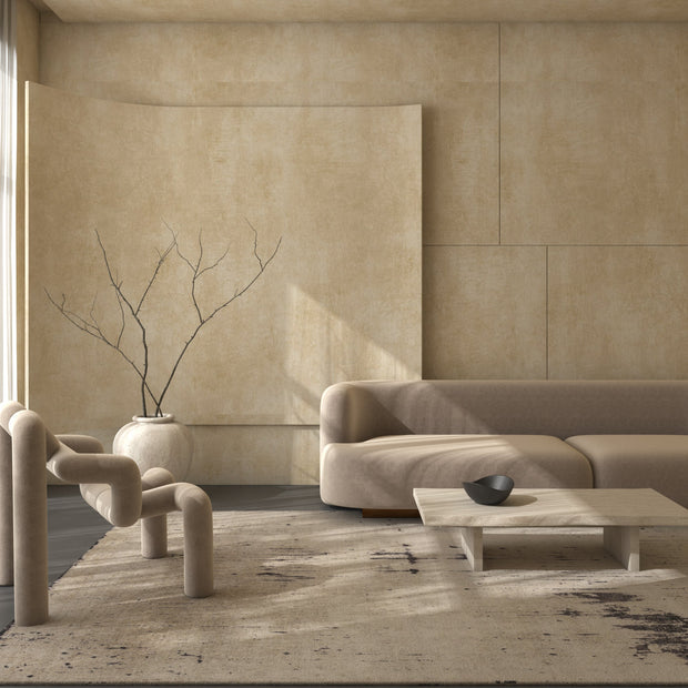 Carpet For Living room 4X6 Feet Ivory Wool and Silk Rectangle Abstract Rug