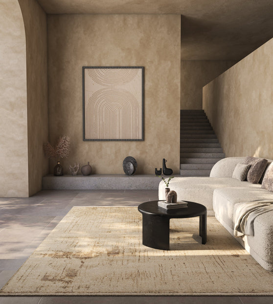 Carpet For Living room 5X8 Feet Ivory Wool and Silk Rectangle Abstract Rug