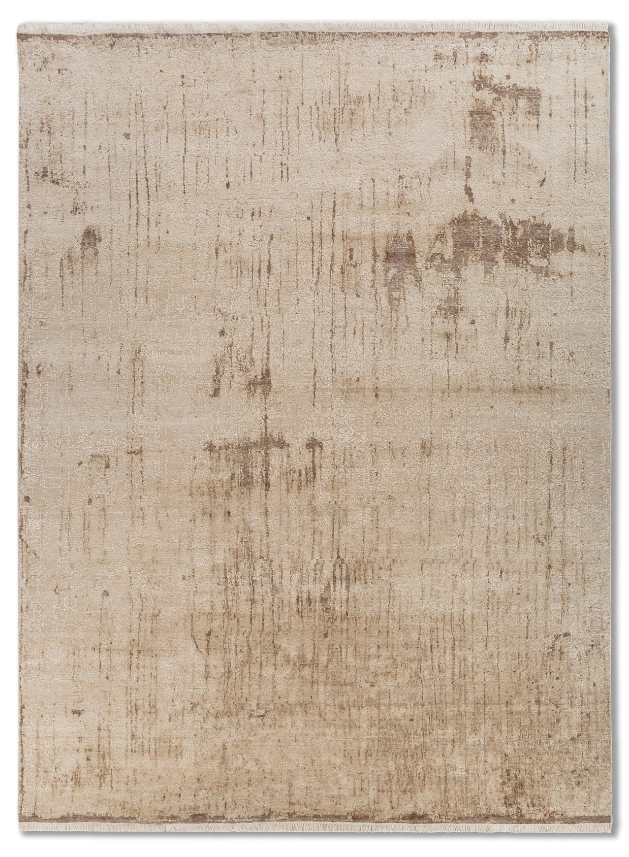 Carpet For Living room 5X8 Feet Ivory Wool and Silk Rectangle Abstract Rug