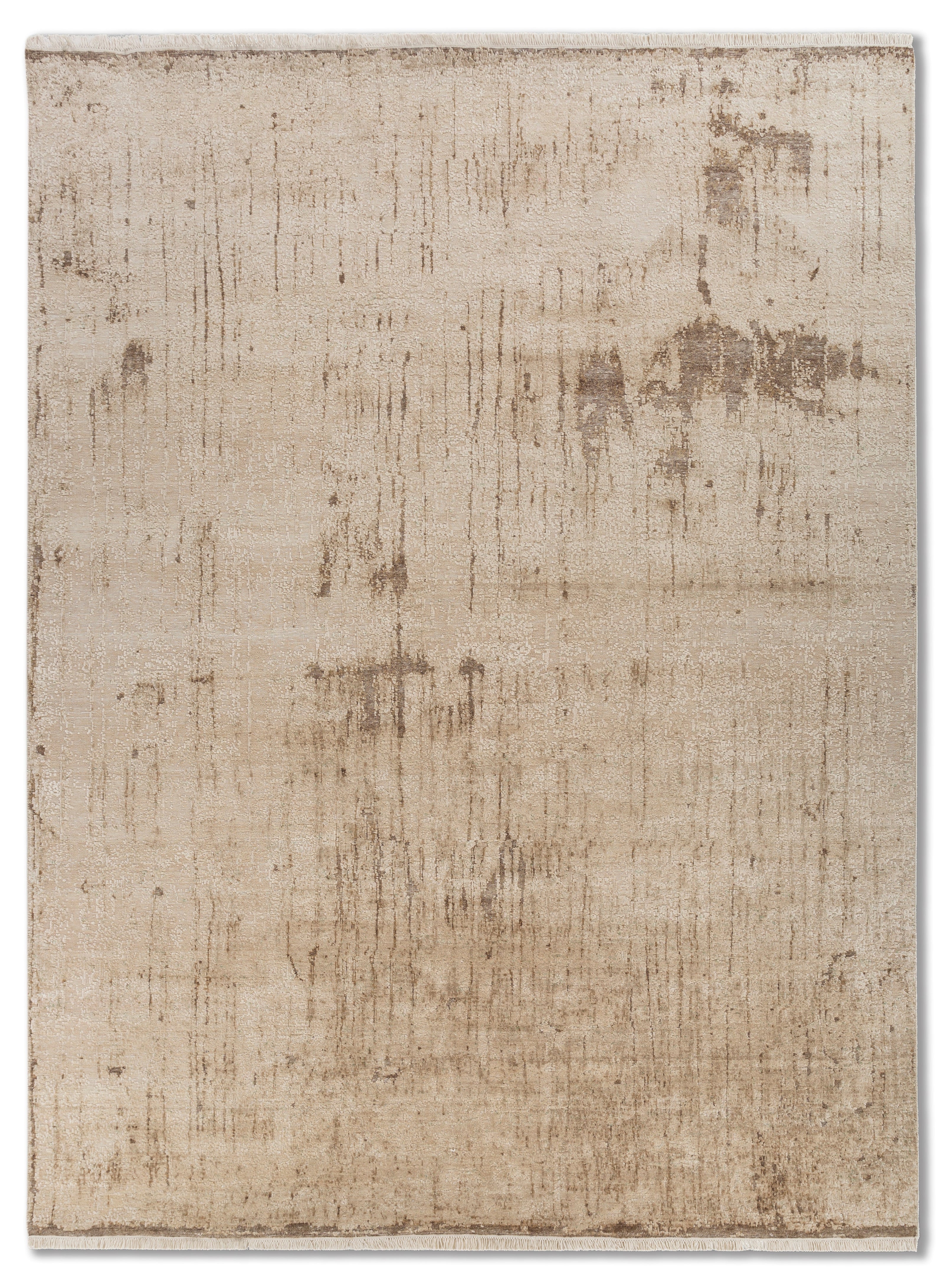 Carpet For Living room 5X8 Feet Ivory Wool and Silk Rectangle Abstract Rug