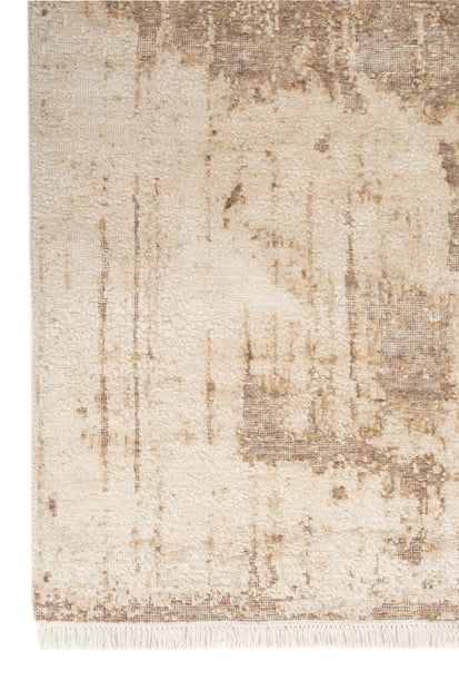 Carpet For Living room 5X8 Feet Ivory Wool and Silk Rectangle Abstract Rug