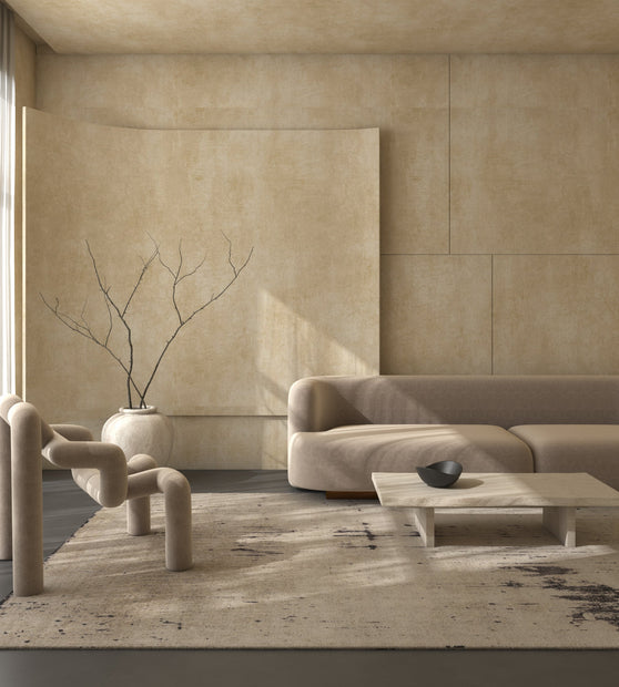 Carpet For Living room 5X8 Feet Ivory Wool and Silk Rectangle Abstract Rug