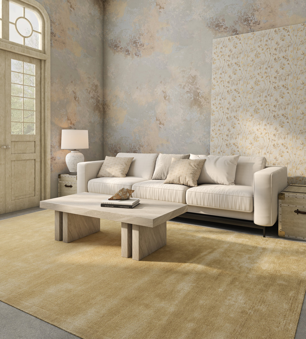 Carpet For Living room 5X8 Feet Green Viscose Rectangle Solid Rug