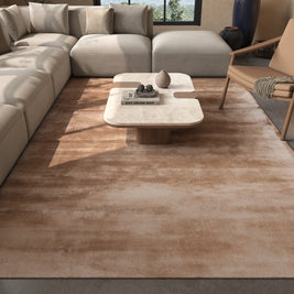 Carpet For Living room 5X8 Feet Beige And Brown Viscose Rectangle Solid Rug
