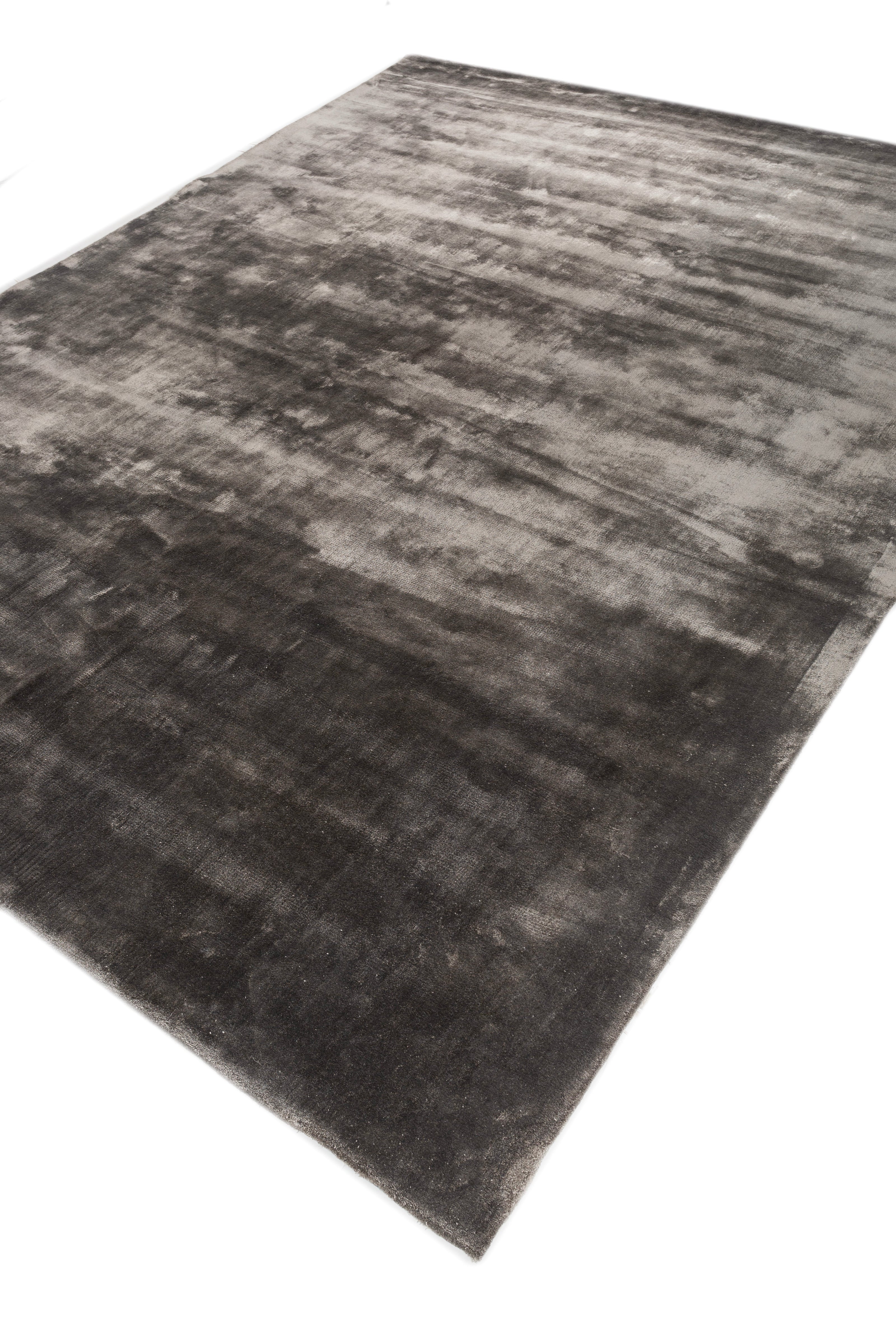Carpet For Living room 6X9 Feet Grey And Black Viscose Rectangle Solid Rug