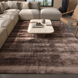 Carpet For Living room 6X9 Feet Beige And Brown Viscose Rectangle Solid Rug - I MEAN DESIGN