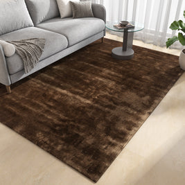 Carpet For Living room 6X9 Feet Beige And Brown Viscose Rectangle Solid Rug