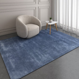 Carpet For Living room 6X9 Feet Blue Viscose Rectangle Solid Rug