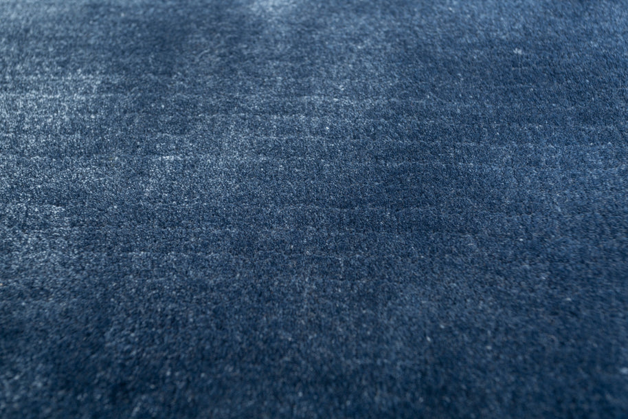 Carpet For Living room 6X9 Feet Blue Viscose Rectangle Solid Rug - I MEAN DESIGN