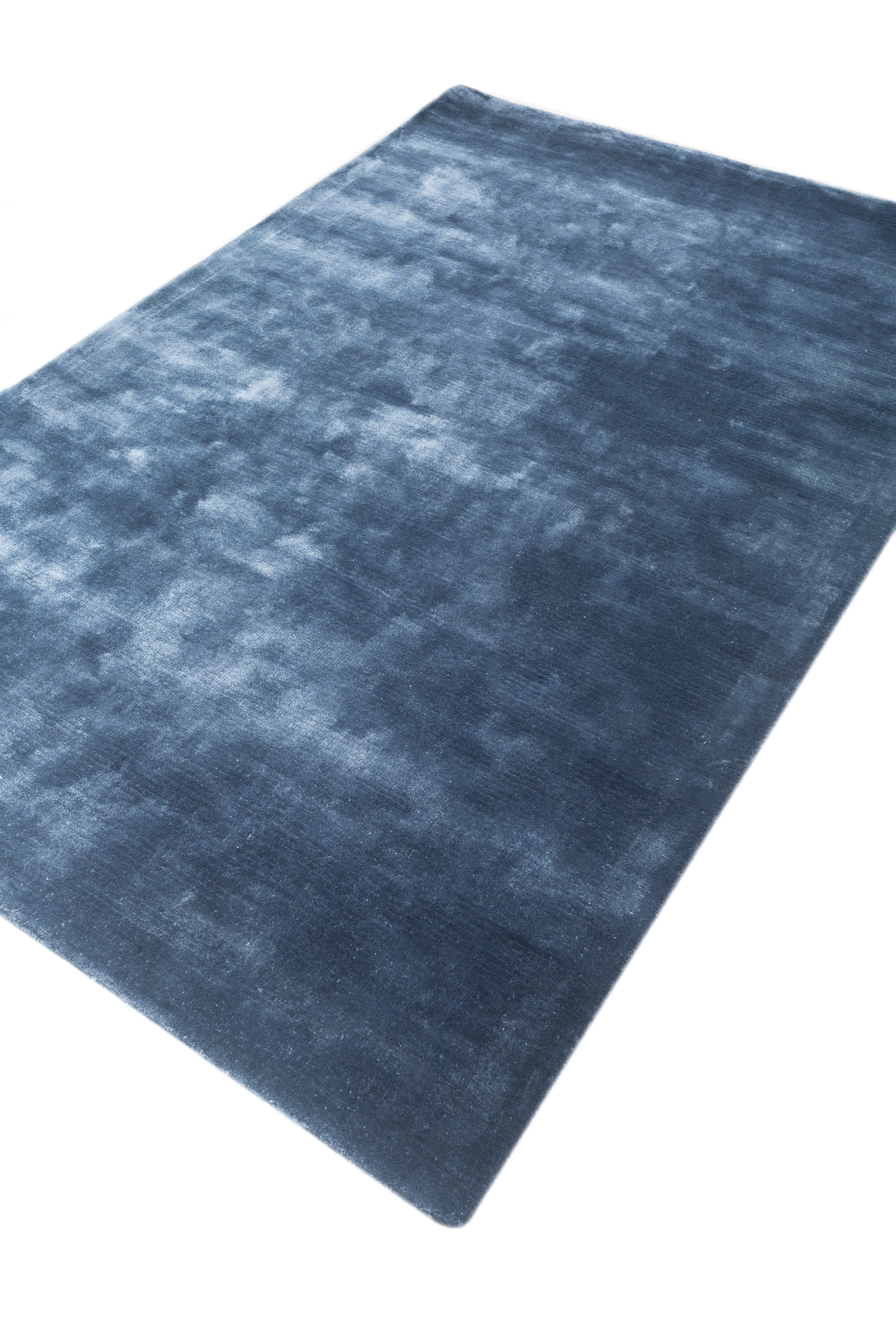 Carpet For Living room 6X9 Feet Blue Viscose Rectangle Solid Rug