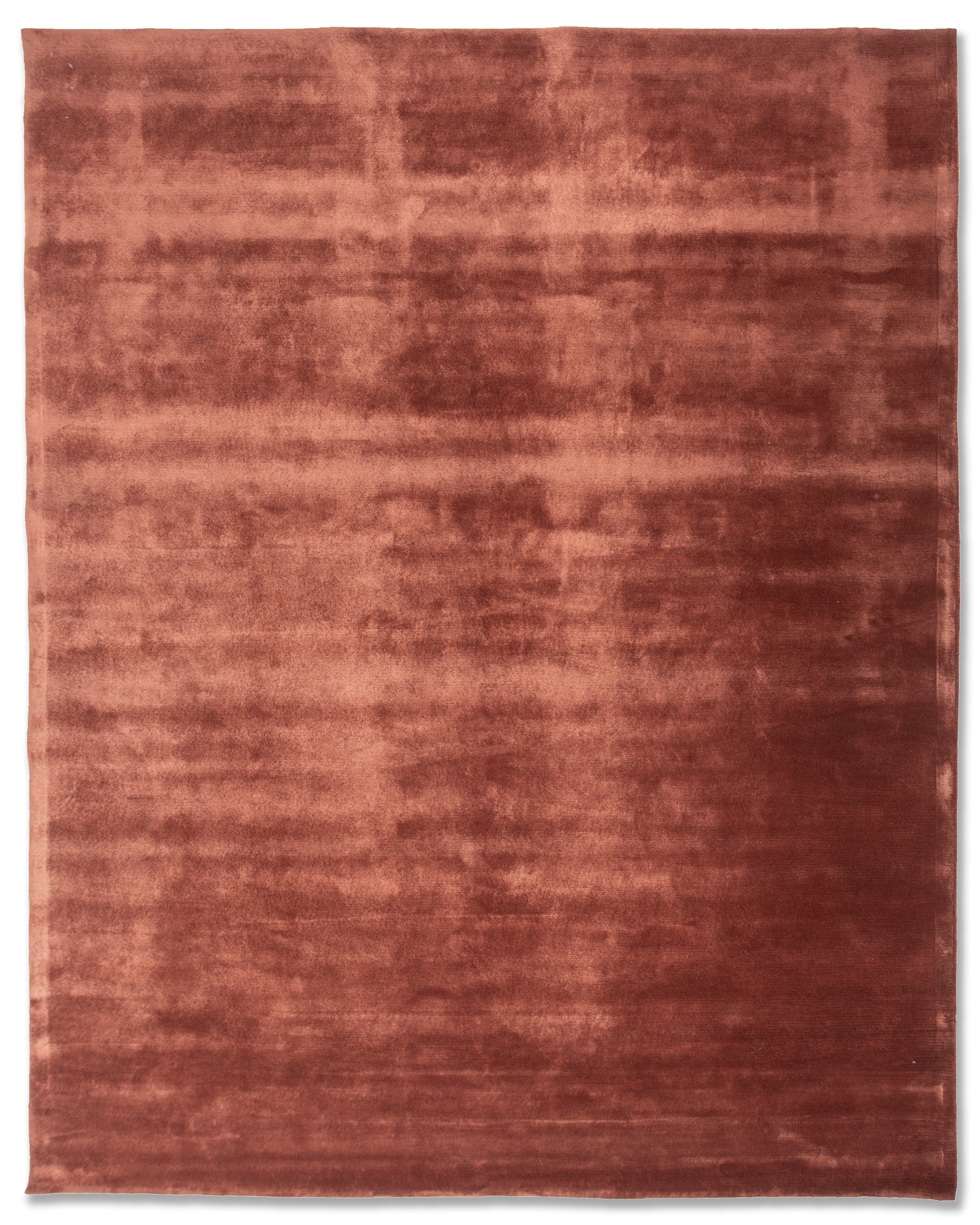 Carpet For Living room 5X8 Feet Red And Orange Viscose Rectangle Solid Rug