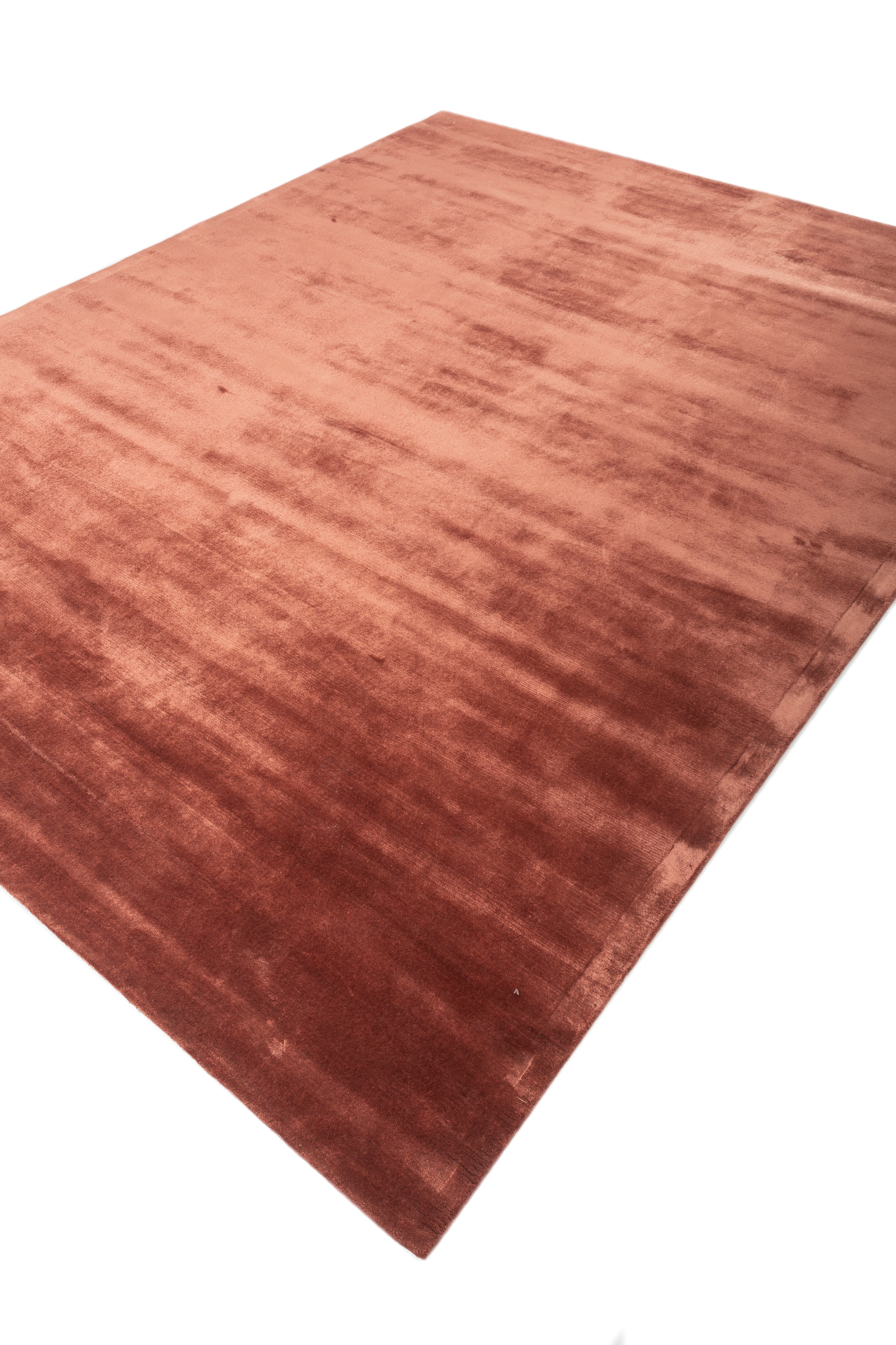 Carpet For Living room 5X8 Feet Red And Orange Viscose Rectangle Solid Rug