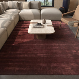 Carpet For Living room 5X8 Feet Red And Orange Viscose Rectangle Solid Rug