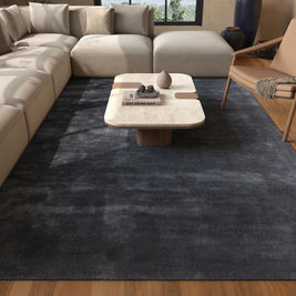 Carpet For Living room 4X6 Feet Blue Viscose Rectangle Solid Rug