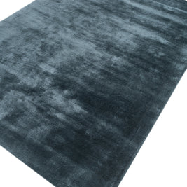 Carpet For Living room 4X6 Feet Blue Viscose Rectangle Solid Rug