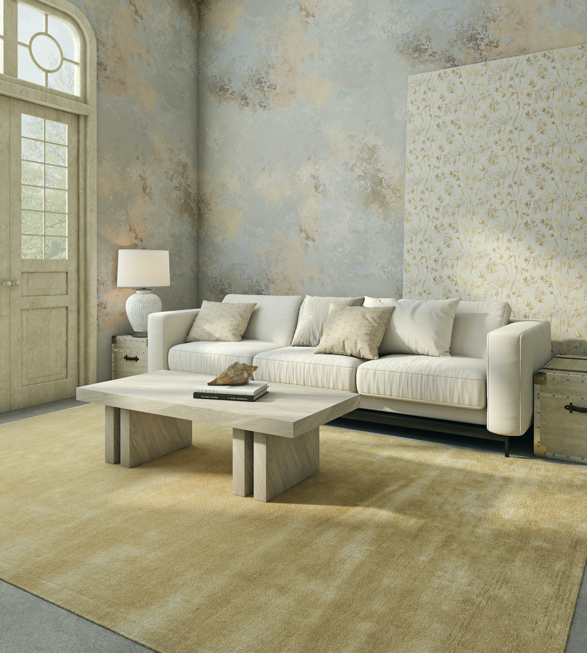 Carpet For Living room 4X6 Feet Green Viscose Rectangle Solid Rug