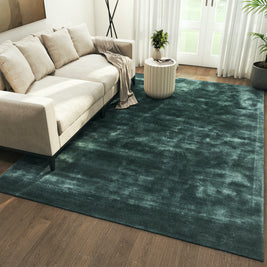 Carpet For Living room 4X6 Feet Blue Viscose Rectangle Solid Rug