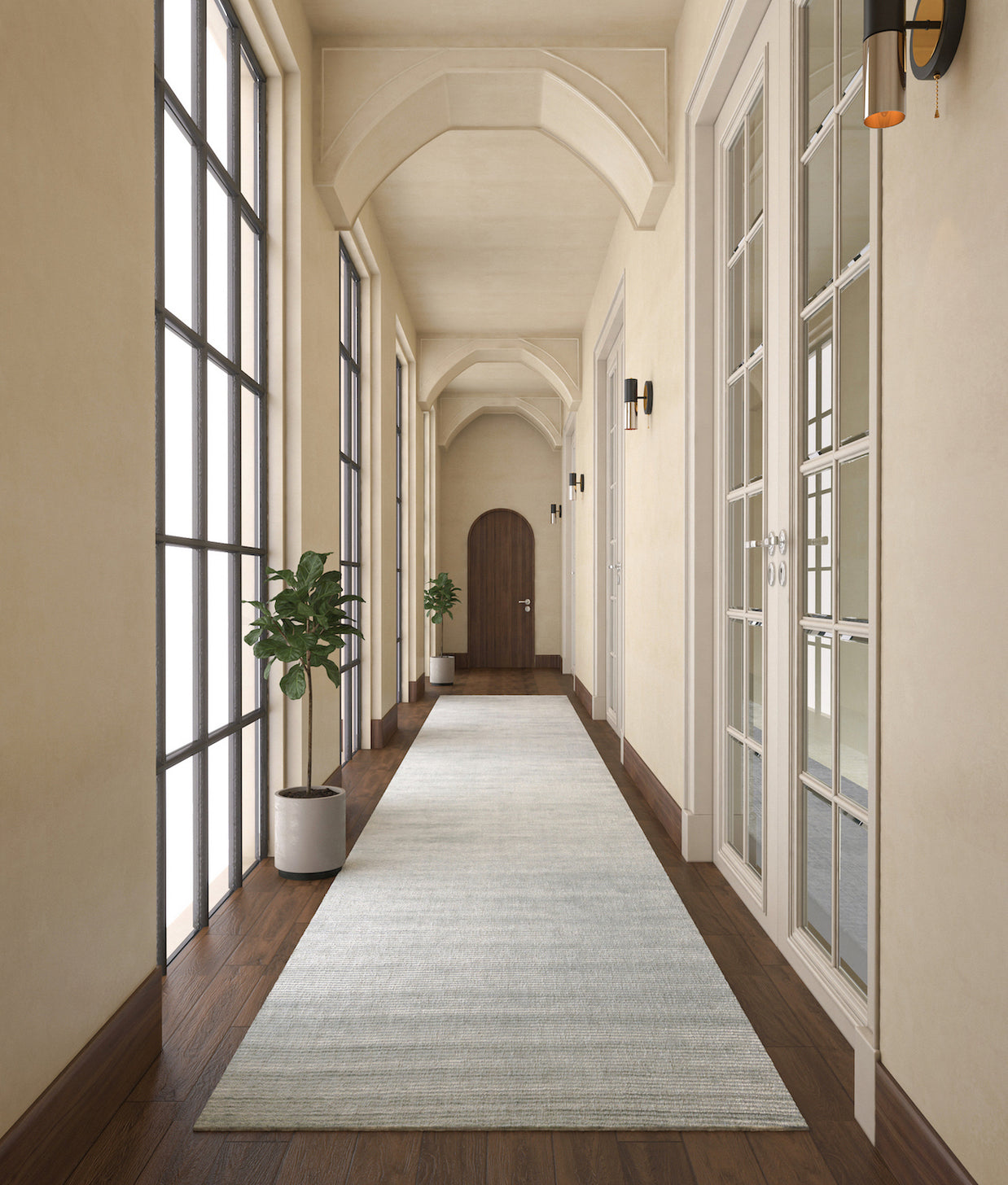 Carpet For Living room 5'6X23 Feet Blue Wool & Viscose Runner Solid Rug