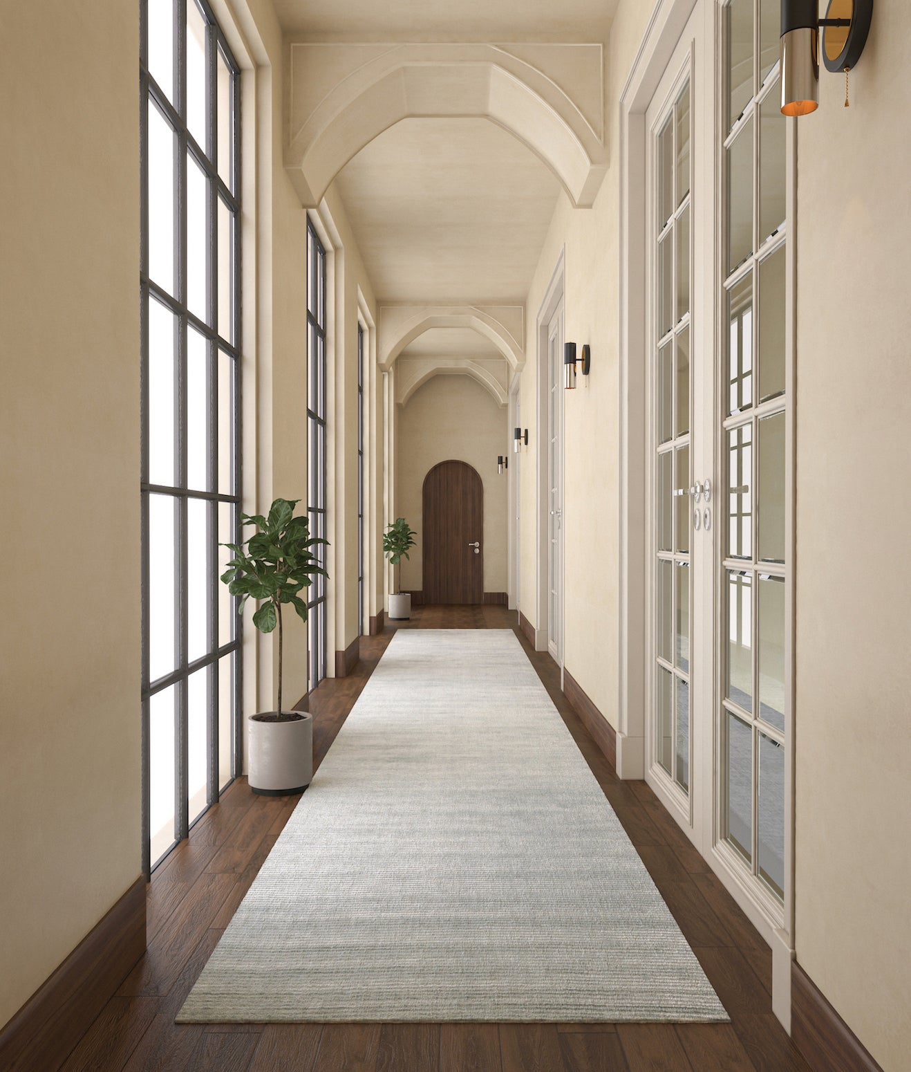 Carpet For Living room 5'6X23 Feet Blue Wool & Viscose Runner Solid Rug