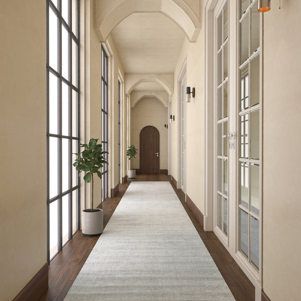 Carpet For Living room 5'6X23 Feet Blue Wool & Viscose Runner Solid Rug