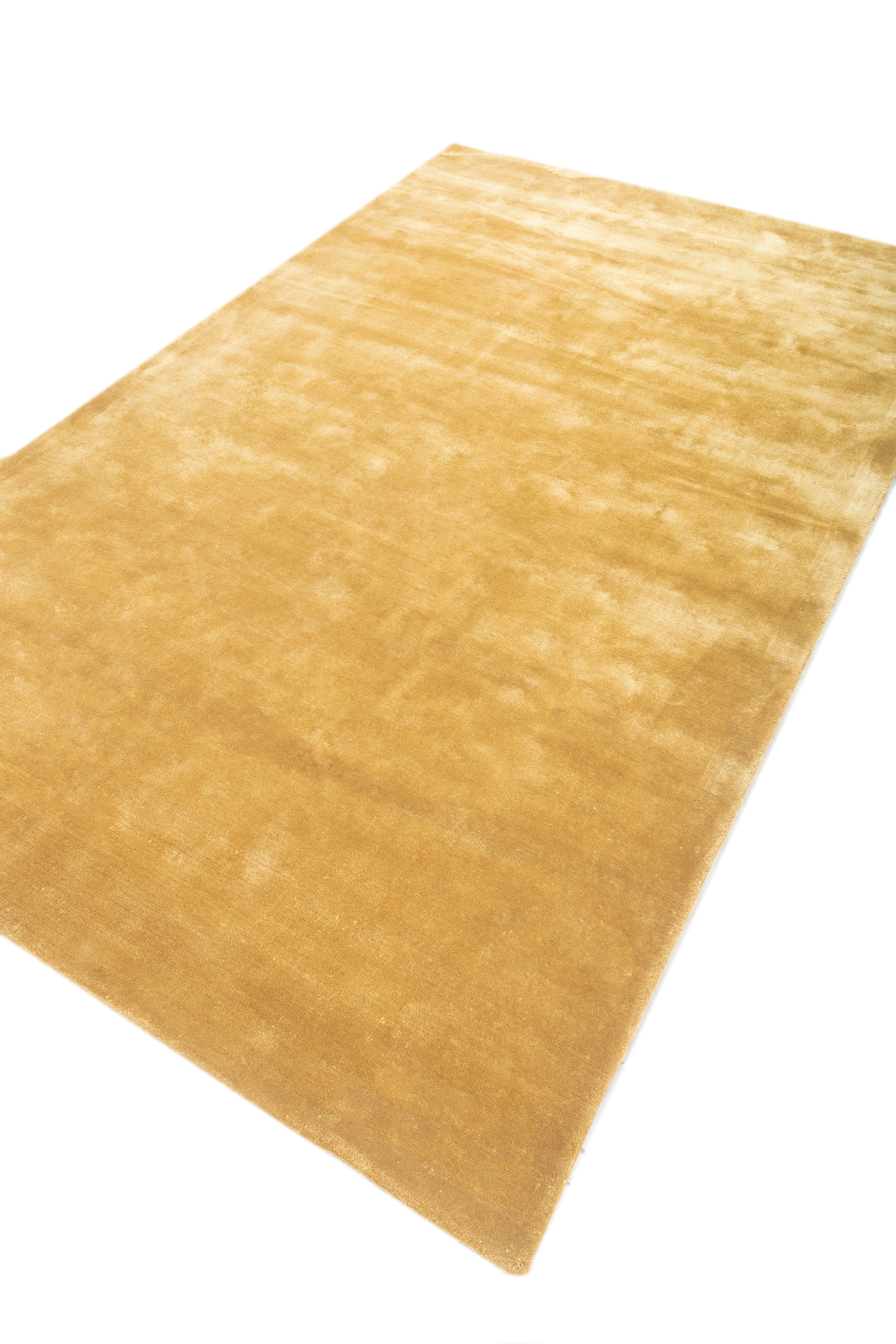 Carpet For Living room 5X8 Feet Gold Viscose Rectangle Solid Rug