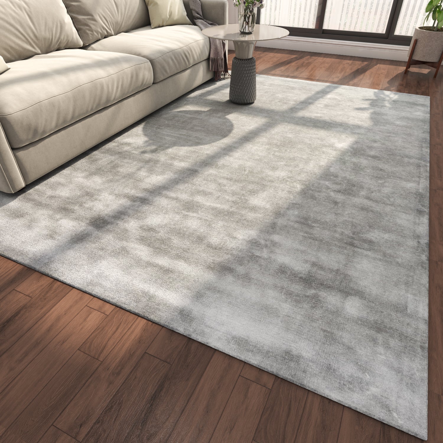 Carpet For Living room 6X9 Feet Blue Viscose Rectangle Solid Rug